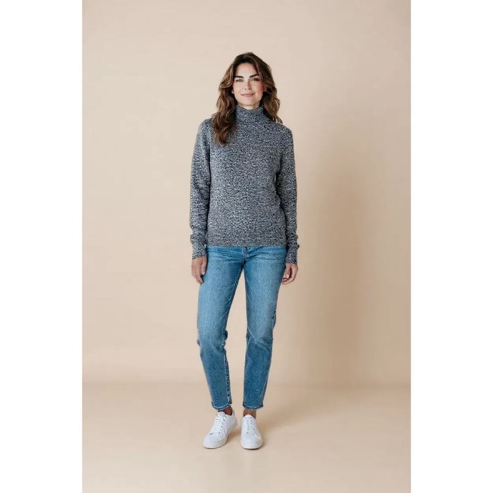 Kier + J 100% Cashmere Mock Neck Pullover Sweater Long Sleeves Gray XS NWOT